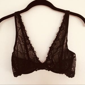 Free people black lace plunge bra 32D
